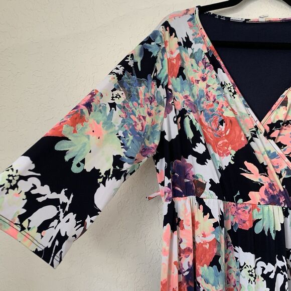 PinkBlush Maxi Dress Women 3XL Maternity Pink Navy Floral Abstract Baby Shower - Picture 4 of 10